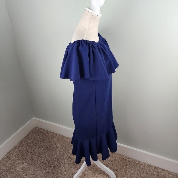 Lularoe Cici Elastic Ruffle Neckline Fitted Bodice Ruffle Hemline Dress Size S - Picture 4 of 11